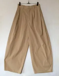 ベージュ ワイドパンツ Lサイズ ゴムウエスト 69-77
