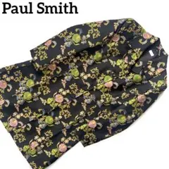 Paul Smith ポールスミス　全面花柄刺繍　ロングコート ジャケット　黒
