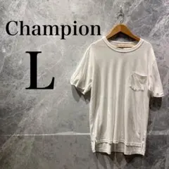 Champion チャンピオン レディース L 白 半袖Tシャツ ロゴ 古着