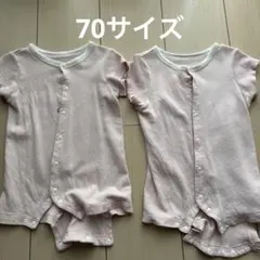 【2点まとめ売り】無印良品　脇に縫い目のない鹿の子編み半袖ショートオール