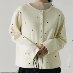 フリークスストア　ミニハート刺繍 コンパクトカーディガン オフホワイト