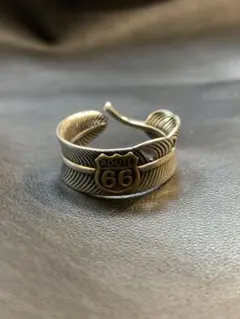 【未使用】ネイティブ　インデアン　シルバー色 フェザー&ルート66