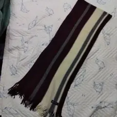 TessituraByikka ニットストライプマフラーボルドー紺系女性もOK！