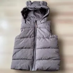 H&M 耳付きフード　ダウンベスト　ブラウン　12〜18M 85〜90cm
