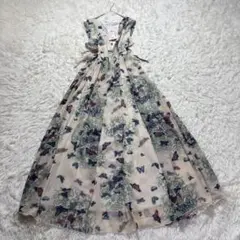 【タグ付き未使用】ワンピース ロングワンピース 蝶柄 花柄 コルセット風
