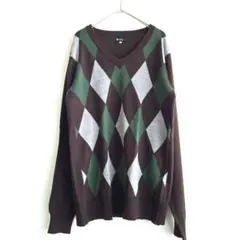 THE SHOP TK MIXPICE アーガイル Vネックニット セーター 2