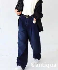 最終値下げ【美品】✨️antiqua✨️大人気タックデニムパンツ М《完売品》