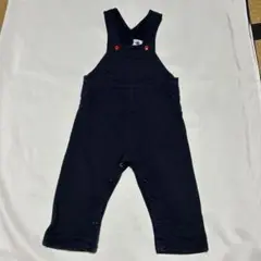 【美品】プチバトー　裏毛トレーナー生地　濃紺　サロペット　81㎝
