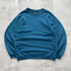 USA古着　Hanes　ビンテージ　スウェット　無地　単色　ターコイズ　シンプル