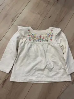 刺繍入りオフホワイト長袖Tシャツ