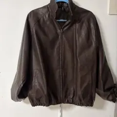 ブラウン レザー ジップアップジャケット