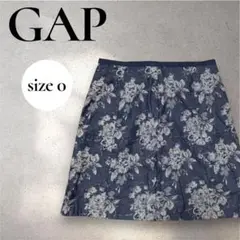 Gap ネイビー　花柄台形スカート 花柄ミニスカート　花柄デニムスカート　 S