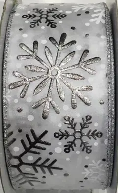 【ワイヤーエッジリボン】 ・スノーフレイク③ ・幅6.3㌢・2m