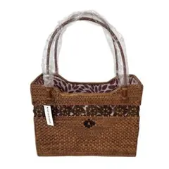 MI-5692 Ata Ata 手提包 藤編包 束口袋款 茶色系 未使用 收藏品