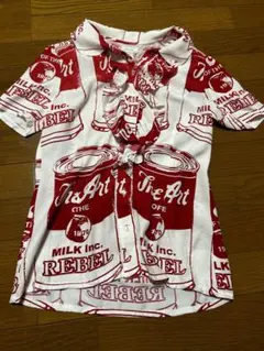 MILK 半袖ブラウス フリル 総柄 レッド ホワイトのサムネイル