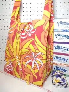 エコバッグ サブ レジ スーパー 大型 ハワイ フラワー 葉 お揃 ハンドメイド