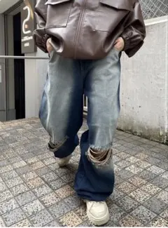 【Chikashitsu +】vintage wash デニムパンツ