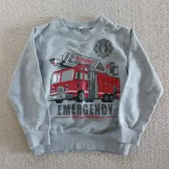 西松屋 長袖 カットソー プルオーバー 薄手 トレーナー 110 消防車 ①