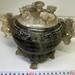 中国 玉石彫 彩色鍍金 神獣 大香炉 重さ約14㎏ V 4108C - メルカリ