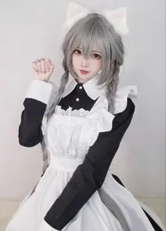 フリル付きメイド服 白黒三点セットMサイズ