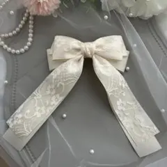 人気【オーダーメイド品】選べるカラーレースサテン足付きリボン
