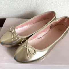 美品　フラットシューズ　キッズパンプス　H&M 22cm リボンシューズ
