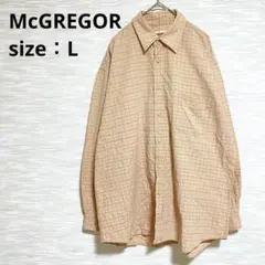 美品◆マックレガー 長袖シャツ チェック柄 レギュラーカラー オレンジ L