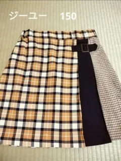 GU チェック柄スカート 150cm