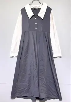 フリースタイリスト/新品タグ付き/ポリエステル100%/グレー 長袖ワンピース