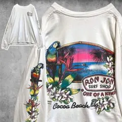 CBZQ サーフ Tシャツ 長袖 ロンT ロンジョン 袖プリント オウム 古着