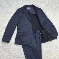 【美品】シンプリシテプリュス　セットアップ　デニムジャージ　ストレッチ　ネイビー