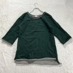【コーエン】M 緑 トップス カットソー 裏起毛 7分袖 スウェット生地感