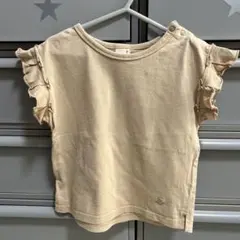 petit main 90cmフリル付きベージュカットソー