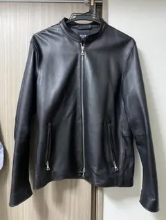 BEAMS HEART ブラック レザーシングルライダースジャケット Lサイズ