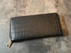 新品　クロコダイル風長財布 黒