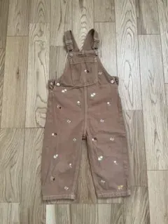 ZARA ブラウン 刺繍 3歳 オーバーオール　98