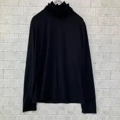 黒 　フリル付き　ハイネック 　長袖 　Tシャツ 　Mサイズ　シンプル
