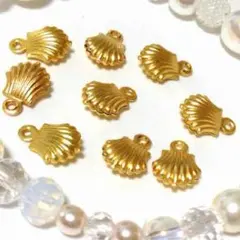 シェル 両面 パーツ 【小サイズ】ハンドメイド 貝殻 ゴールド