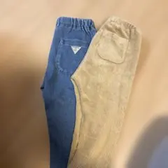 デニムブルー・ベージュ長ズボン