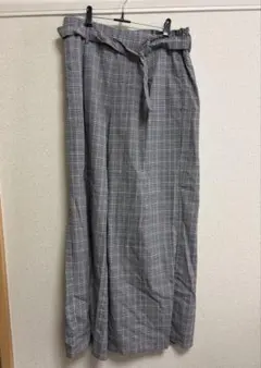 GU グレンチェック ワイドパンツ ベルト付き XLサイズ