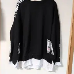 FORPRESEDEN レイヤード風 長袖カットソー ブラック　3L