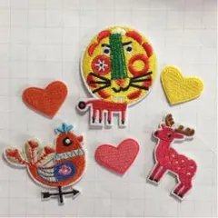 刺繍ワッペンセット　ライオン  鳥　鹿　動物　ハート