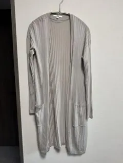 UNIQLO グレー リブ編み ロングカーディガン M