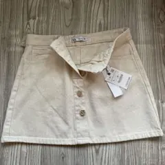 ZARA クリーム色 デニムミニスカート
