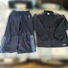 adidasレディスウィンドブレーカー上下セット　ネイビーL