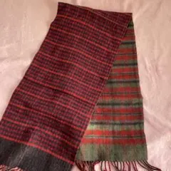 リバーシブル赤緑チェックマフラー