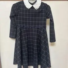 CHOPIN ショパン　ワンピース　130 紺チェック 襟付き