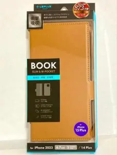 iPhone 15Plus/14Plus キャメル 手帳型ケース Wマグネット