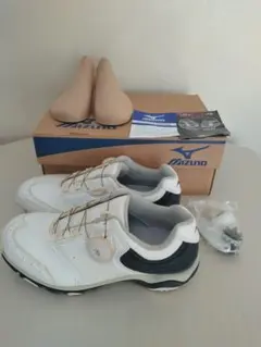 Mizuno ゴルフシューズ 女性用 ホワイト/ネイビー 23.0cm