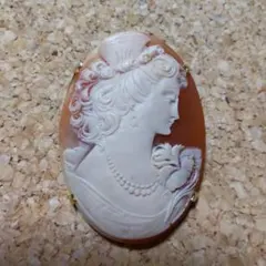 カメオ風ブローチ 女性の横顔 約6cm